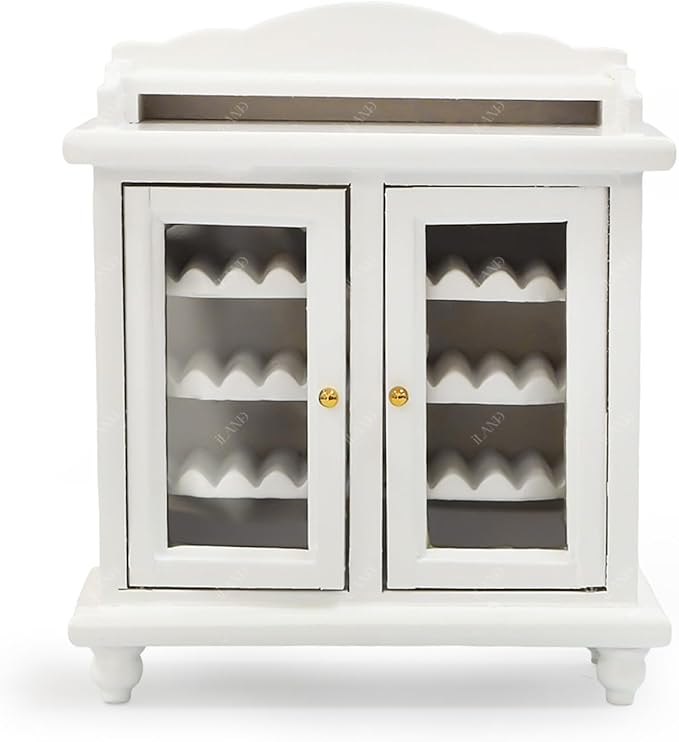 iLAND Dollhouse Furniture Mini Wine Cabinet Dollhouse Kitchen 1 12 Scale Furniture for Miniature Wine Bottles Wooden Doll House Shelf Mini House Décor Realistic Classic