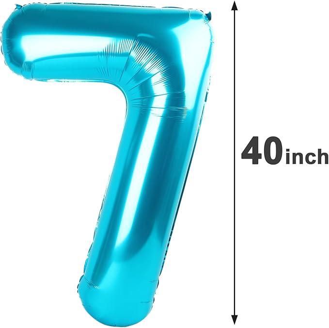 Blue Number 7 Birthday Balloon 40 Inch, Digital Balloons for 7 17 27 70 77 Party Celebration Decorations Supplies,Blue Mylar Foil Numbers Balloon for Seven Wedding Anniversary