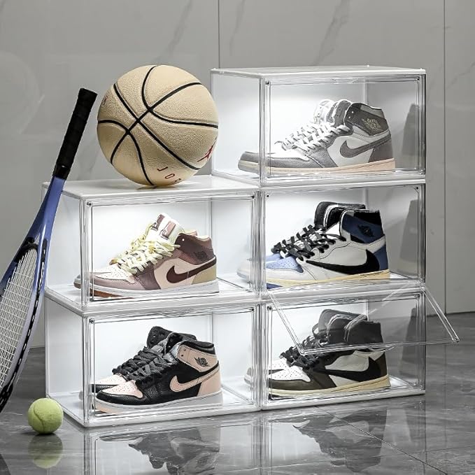 14.17"X10.63"X8.66" Acrylic Display Case with lights, Clear Storage Organizers Box with Magnetic Door, Dustproof Showcase for Handbags, Purses, Boots, Figures, Book