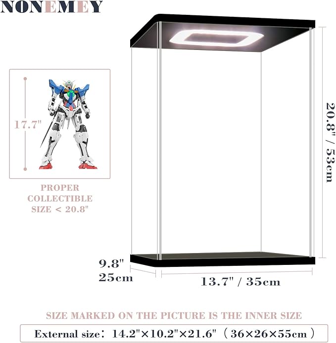 NONEMEY Acrylic Display Case for Lego 75328，Assemble Clear Acrylic Display Case Stand Dustproof Protection Showcase Organizer Box for Action Figures (13.7x9.8x20.8 inch, 35x25x53cm)