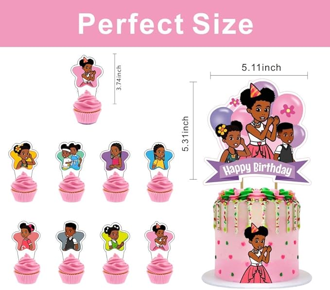 25Pcs Gracies Cake Decorations with 24pcs Cupcake Toppers, 1pcs Cake Topper for Kids 1st Birthday Party Supplies