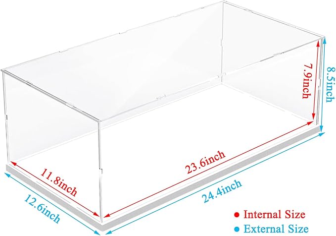 Thickened 3MM Clear Acrylic Display Case for LEGO McLaren P1 42172 1/8 Scale Model Car for Ferrari SP3 42143 42156 42096 42115 42083 Collectibles Transparent Box Large, White Inside 23.6X11.8X7.9in