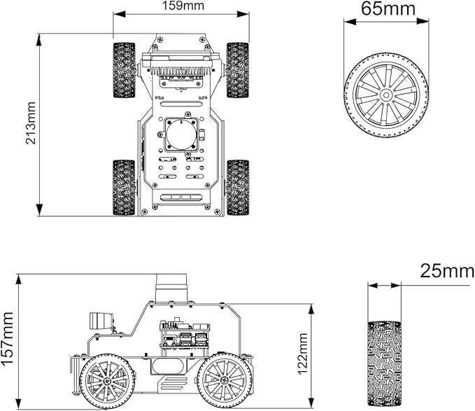 Robot Car for Raspberry Pi 5 ROS2 HUMBLE Ubuntu Programmable AI Vision Smart Robot Kit, Lidar SLAM Mapping Navigation Path Planning Autonomous Driving Ackermann Chassis, MentorPi A1 with RPi 5 4GB
