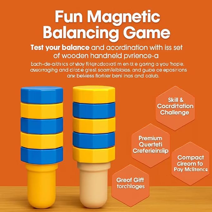 Handheld Wooden Balancers- Wooden Balance Challenge Set for Kids & Adults, Hand Eye Coordination Game, Sensory Motor Skills, Creative Play, Stress Relief Fidget Gift for Holiday/Party (B)