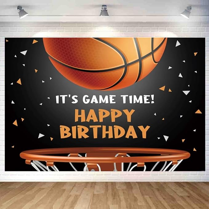 Basketball Happy Birthday Backdrop Decorations Basketball Happy Birthday Banner Photo Background for Home Indoor Outdoor Party Decorations Supplies 70.8 x 47.2 Inch
