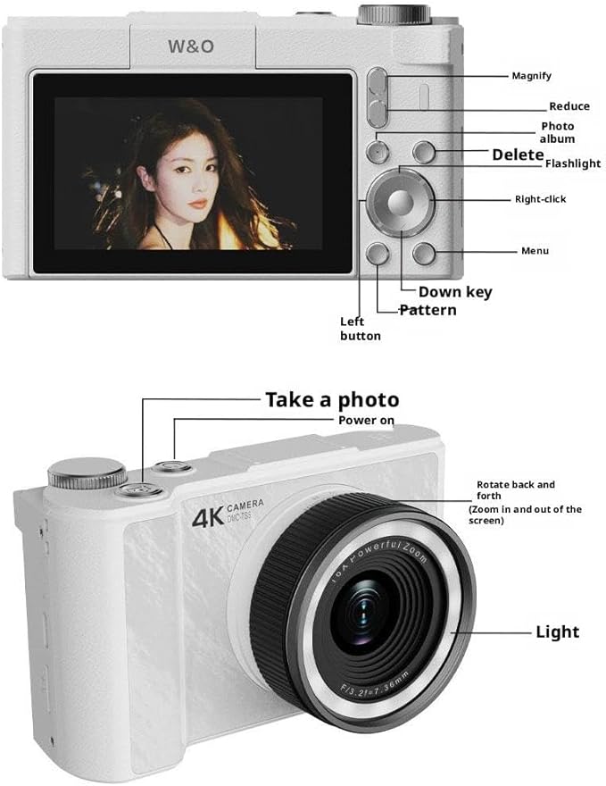 Mini Digital Camera with Flip Screen - 4K Video & 5MP Photo Camera for Kids, Teens, Beginners, Vloggers | 2.8" HD Display, 16X Digital Zoom, Smart Fill Light, MP3 Player & Photo Viewer