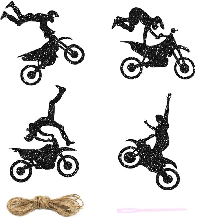 Motorcycle Theme Banner Garland Party Supplies for Man's or Boy's Birthday & Riding Party Room Wall Decorations