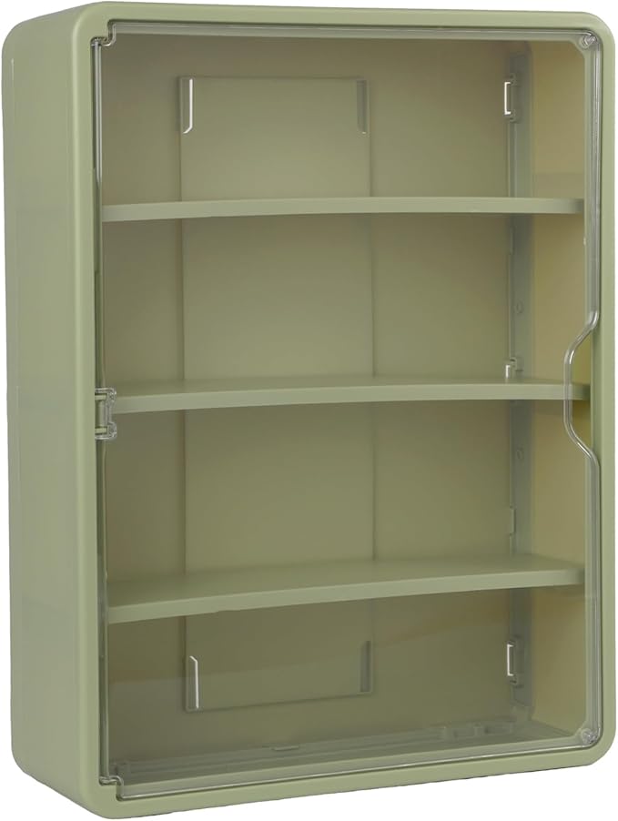 4-Tiers Clear Display Case for Figures, Wall-Mounted Display Box with Adjustable Shelves, Dustproof Display Cabinet Organizer for Mini Figures, Blind Box Toys and Collectibles (Green)