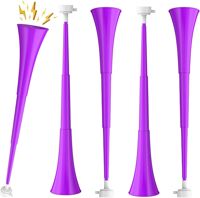 Collapsible Stadium Horn 24 Inch Vuvuzela Plastic Trumpet Blow Horns Noisemakers Loud Sound Soccer Cheer Horn for Sporting Events Graduation Games School Party Supplies Favors Accessories
