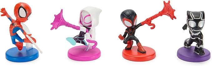 Disney Store Official Spidey and His Amazing Friends Figure Set – 7 Fully Sculpted Disney Figures Including Spidey, Spin, Ghost Spider & More in Double-Tiered Box with Scenic Backgrounds