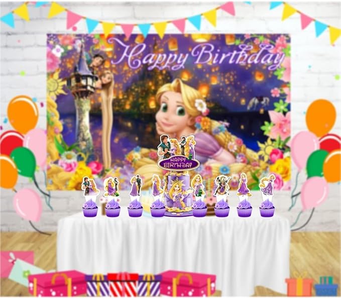 25Pcs Cake Decorations with 24pcs Cupcake Toppers 1pcs Cake Topper for Birthday Party Supplies