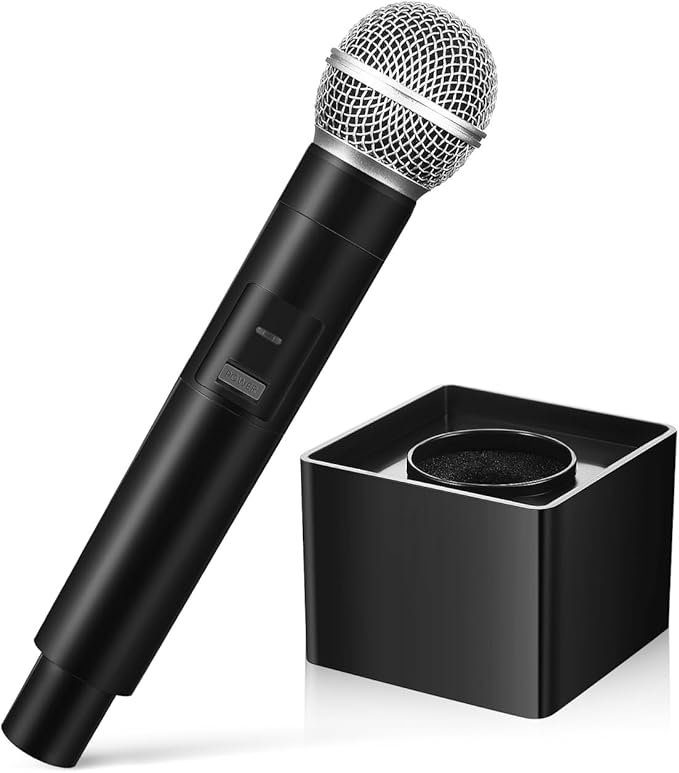 ibasenice Simulation Microphone Toy with Square Mic Flag Prop for Kids Stage Play Cosplay Parties and Speech Practice 9.65 Inch Portable Plastic Fake Microphone