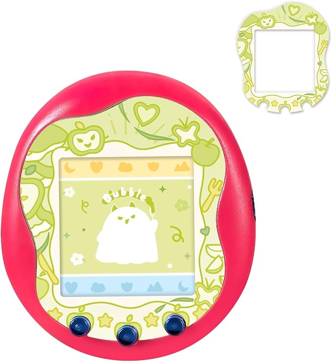 Holographic Laser Faceplate Sticker for Tamagotchi Uni, Self-Adhesive DIY Face Plate Decal, Shimmering Protective Skin for Virtual Pet - (for uni-Apple Green)