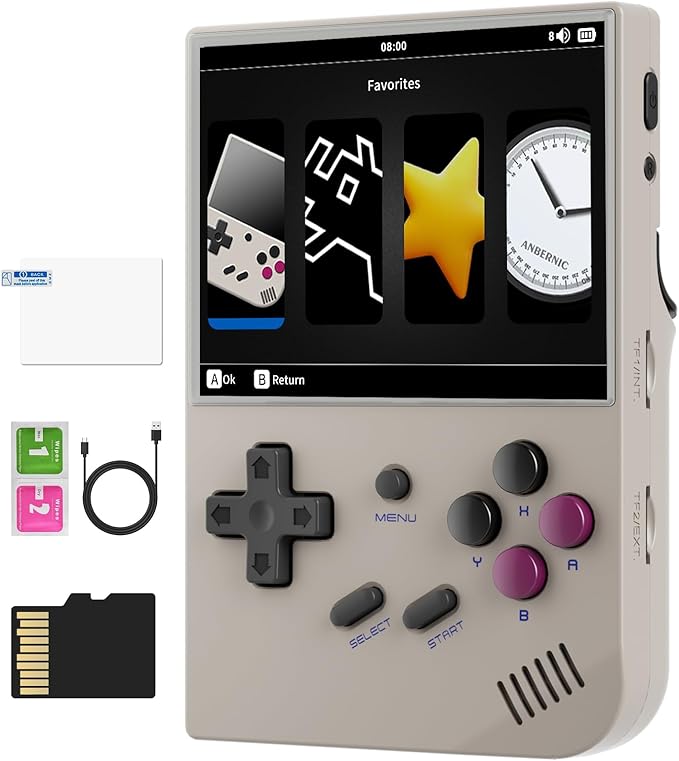 RG35XX Retro Handheld Game Console Linux System HD and TV Output 3.5 Inch IPS Screen 64G TF Card 5500+ Classic Games 2600mAh Battery RG35XX Gray