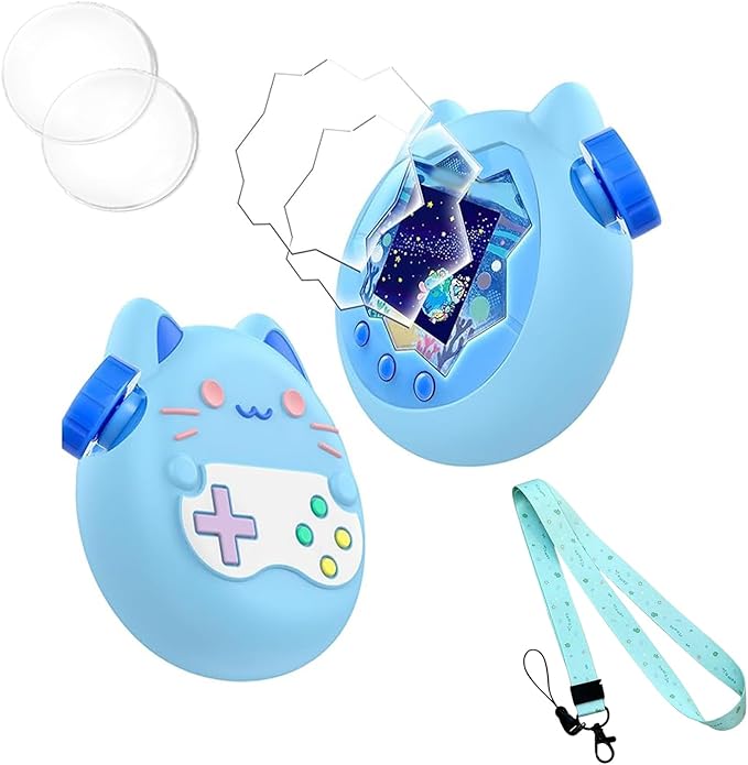 Silicone Cover for Tamagotchi Paradise,Silicone Cover Case for Tamagotchi Paradise Interactive Virtual Pet with Lanyard Screen Protector Button Film for Girl boy