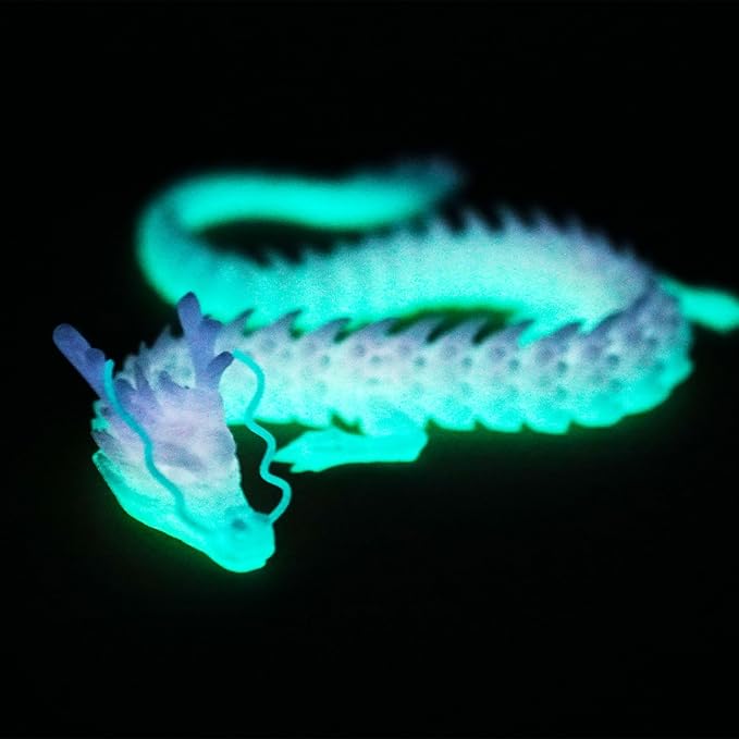 3D Printed Dragon Glow Dark,Flexible Dragon Model Statue,Home Office Decor,Interesting Toys for Autism/ADHD,Festival Gifts,Fidget Toys, Executive Desk Animals Toy (Glow in The Dark Gradient)