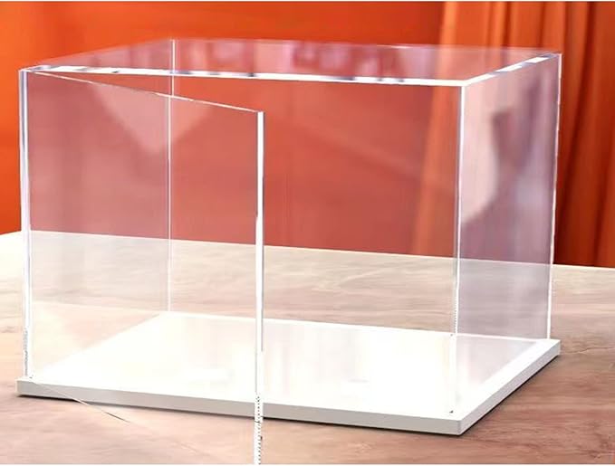Openable Clear Acrylic Display Case-Assemble Countertop Box with White Base for Display-Clear Display Box,Dustproof Protection Showcase for Figures Toys Collectibles (14x8x12inch/35x20x30cm)