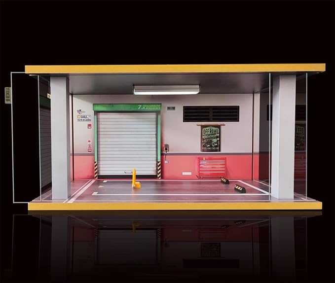Display Case for 1/18 Diecast Cars,Acrylic Display Case for 1/12 Scale Toy Motorcyle with LED Lighting, Off Road-3 Open Side