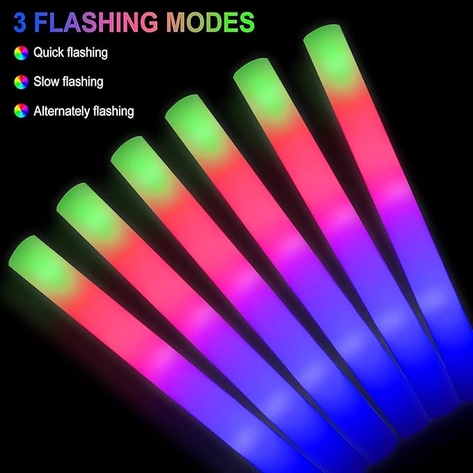 40+5 Pieces Led Foam Sticks Valentine's Day Party Favors Supplies Flashing Glow Sticks Party Supplies Light Up Baton Wands for Kids, Raves, Birthday, Wedding, Christmas, Children Toy