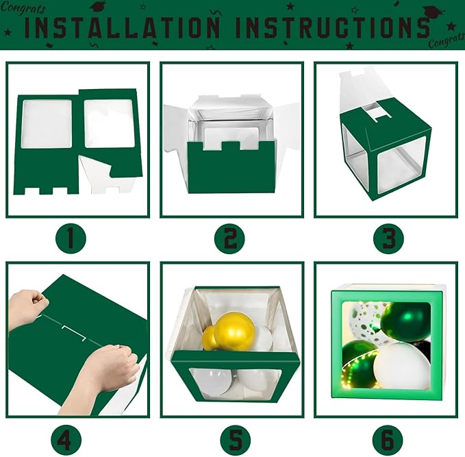 Graduation Decorations Class of 2026 - Green Graduation Decorations - Balloons Boxes with Letters 2026 GRAD So Proud of You, Congrats Grad Party Decorations for Any Grades