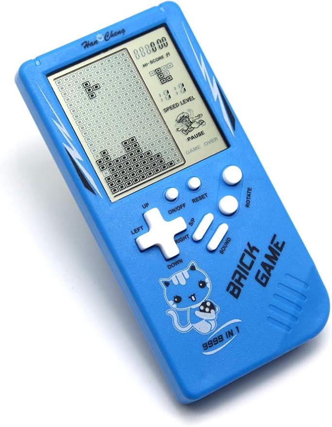 Retro Big Screen Brick Game Console 9999 in 1 Tank/Racing/Shooting Casual Puzzle Game Adjustable Difficulty and Speed Small and Easy to Carry Best Gifts (Blue)