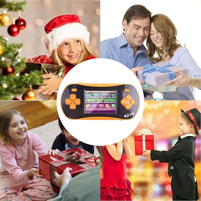 RS16 Portable Classic Game Controller - Built-in 260 Games, 2.5 inch LCD, Retro Arcade Video Game System - Children's Birthday Gift (Orange)