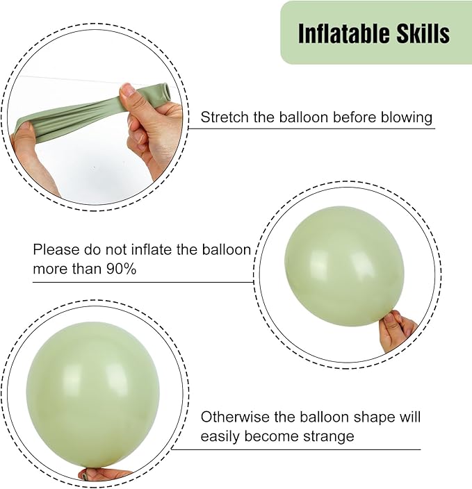 RUBFAC Dusty Green Balloons 129pcs Different Sizes Pack of 18 12 10 5 Inch, Latex Boho Sage Green Balloon Garland Arch Kit for Wedding Dinosaur Jungle Safari Birthday Party Decorations