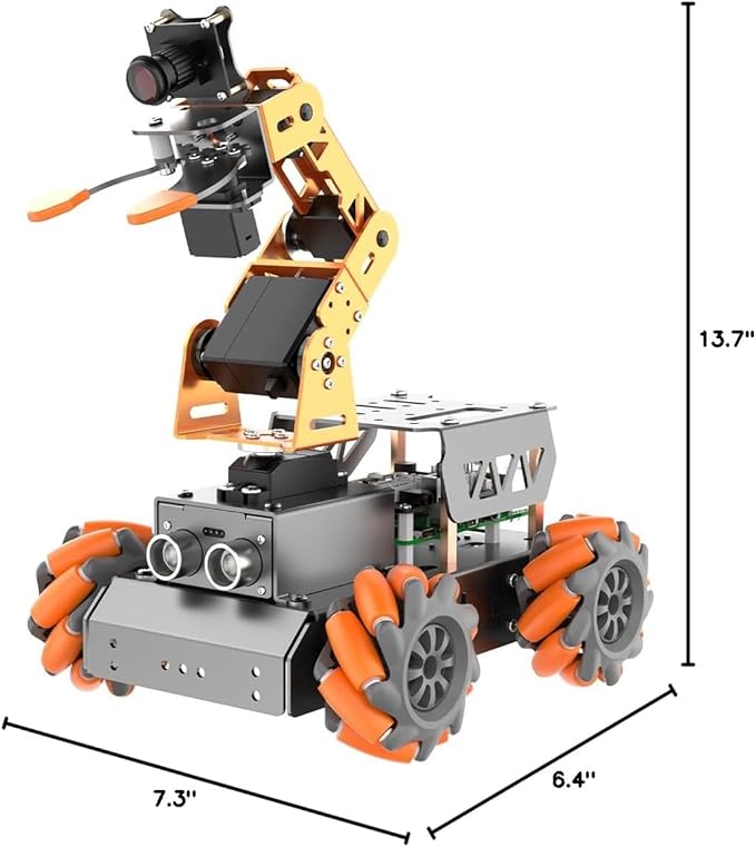 MasterPi 5DOF Robotic Arm for RaspberryPi 5 AI Vision Tracking Target Sorting Line Follow Open Source Programming Smart Robot Car Kit for Teen Adult STEM Educational Building Robot, with RPi 4B 8GB