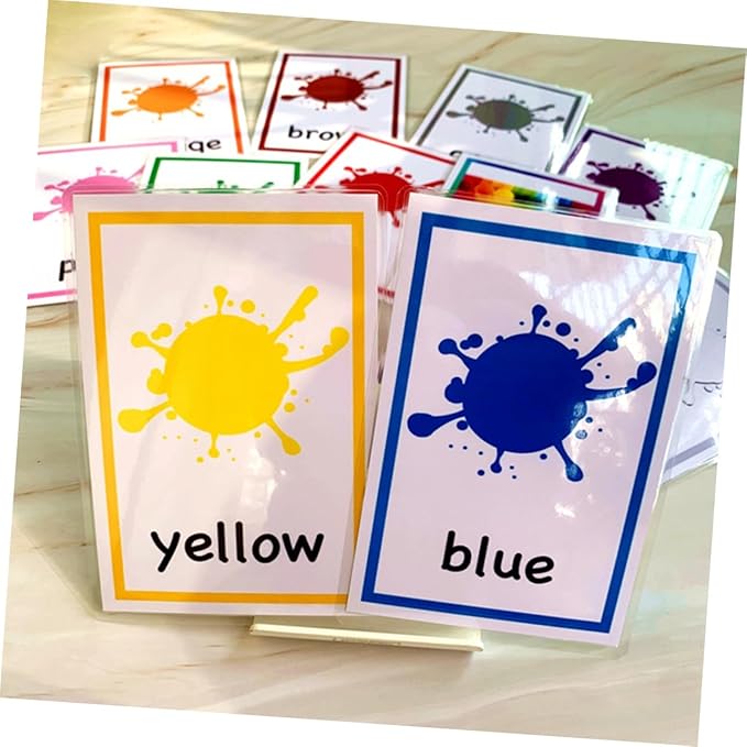 12 Sheets Color Words Flash Cards English Letters Learning Cards for Early Educational Literacy Fun Game to Develop Memory and Cognitive Skills