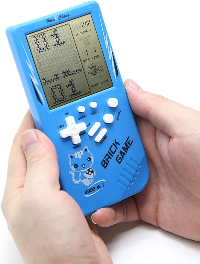 Retro Big Screen Brick Game Console 9999 in 1 Tank/Racing/Shooting Casual Puzzle Game Adjustable Difficulty and Speed Small and Easy to Carry Best Gifts (Blue)