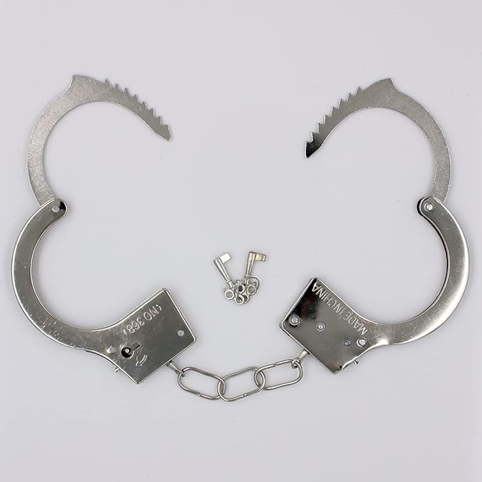 3 Pack Kids Play Toy Metal Handcuffs with Key for Swat Police Role Play Kids Party Supplies