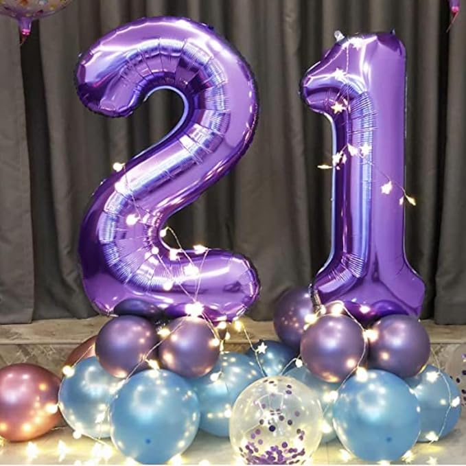 40 Inch Purple Number 14 Digital Balloon,Jumbo Mylar Foil Helium Balloon for 14 Balloons for Birthday Party,Wedding Anniversary Party Decorations
