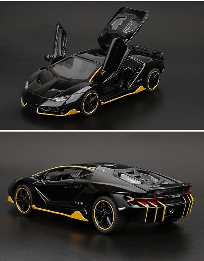 Alloy Collectible Black Lambo Toy Pull Back Vehicles Diecast Cars Model with Light & Sound