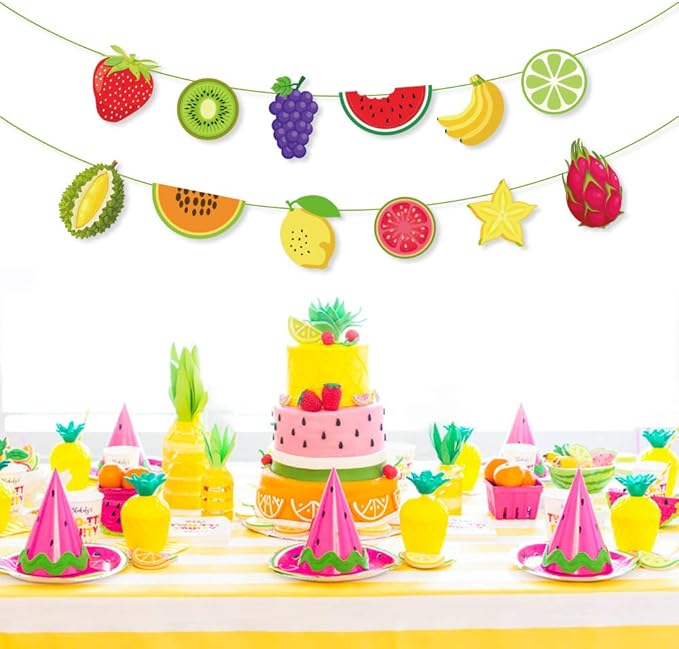 CC HOME Two-tti Frutti Party Decorative Tropical Summer Two-tti Frutti banner for Summer, Baby Shower,Two-tti Frutti Themed Birthday Birthday Day Party Decorations Favor