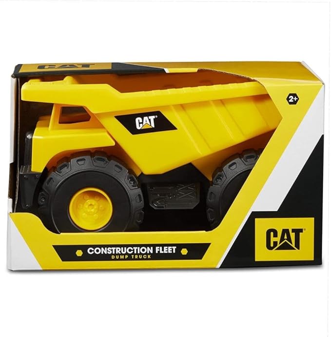 CAT Construction Toys, Construction Fleet 10" Dump Truck Toy - Heavy‑Duty Plastic, Working Tilting Bed & Free‑Rolling Wheels, Indoor/Outdoor Sandbox Truck for Toddlers & Kids Ages 2-6
