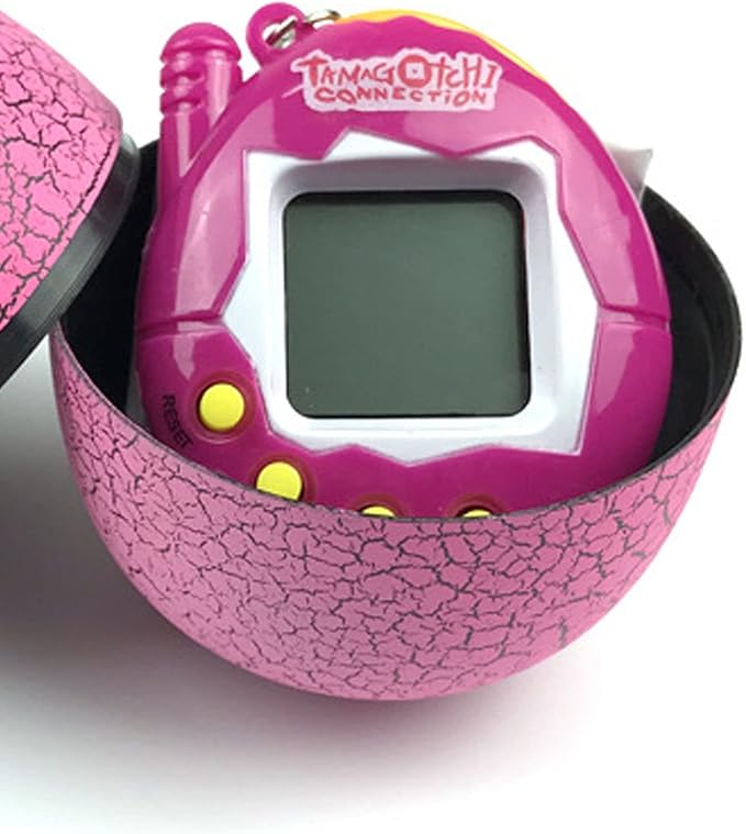 Electronic Pet Children Portable Funny Virtual Digital Pet Game Machine with Egg Shaped Case Gifts for Kids (Pink)