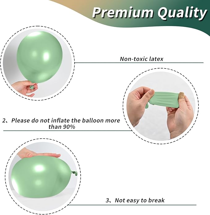 Green and Gold Balloons, 12 Inch Dark Emerald Green Sage Green Metallic Gold Balloon Green Gold Confetti Balloons for Birthday Wedding Christmas New Year Eve Party Decorations