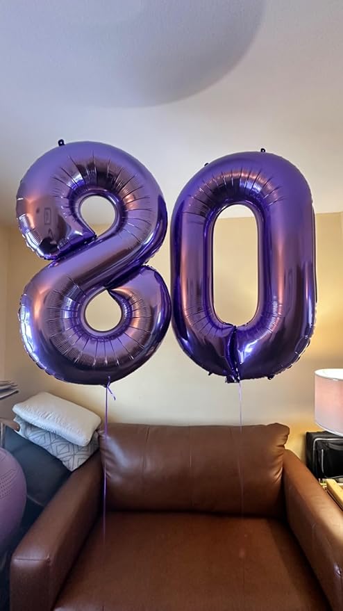 40 Inch Purple Balloons Numbers, 18th Birthday Party Decoration for 1 8 18 81 Men & Women, Big Foil Balloon Number for Wedding Celebration Adult Party Supplies