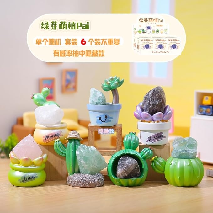 Surprise Box Figures Diamond Crystal Plant Theme, Mystery Bag Random Design Action Figures Figurine Collectible Home Desk Car Decoration, Birthday Christmas New Year Gift, Single Box-1 Box