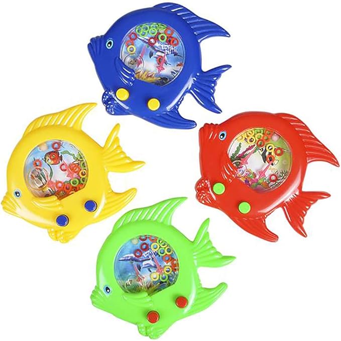 The Dreidel Company Fish Water Toy Game 5" (12-Pack), Handheld Water Games for Kids, Goody Bag Fillers, Birthday Party Favors for Children, Road Trip Travel Toys for Boys and Girls