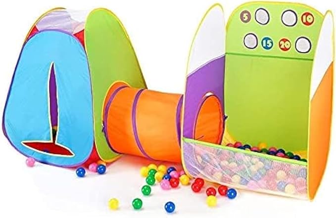 Alvantor® Kids Tent Play Tents & Tunnel 3-in-1 Pop Up Tent with Tunnel Toddler Ball Pit Indoor/Outdoor Tents Fun Toss It Game Zone Playhouse for Children (Include 4 Balls)