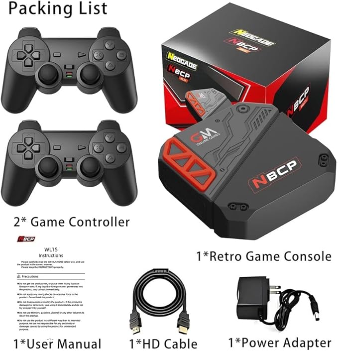 Retro Game Console with 30 Licensed Classic Games – HDMI Plug & Play TV Game Box with Dual Controllers, WiFi/LAN Online Multiplayer, Rechargeable Option, Compatible with TV/Monitor/Projector