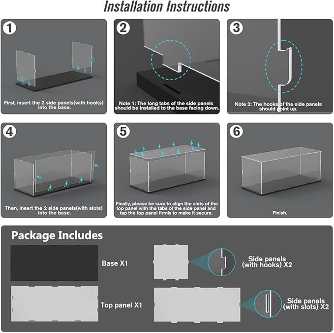 Acrylic Display Case Box for 1/12 Scale Model Car, Dustproof Protective Assemble Cover for Lego Fast and Furious Dodge 42111, Batman Batmobile 42127, Display Box for Collectibles (19.7x7.9x7.9inch)