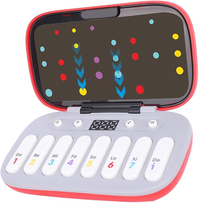 Focket Music Rhythm Game Machine, Battery Operated 6 Levels Music and Light, Electronic Organ Handheld Puzzle Game with Beat Pad for Kids 3 to 16 Years (Red)