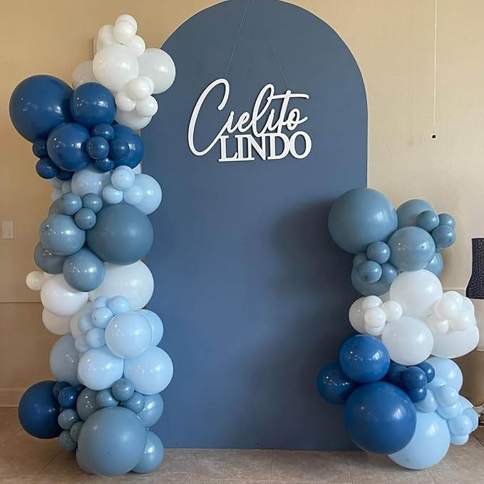 Dark Blue White Balloon, 12 Inch Different Shades Blue and White Balloon for Birthday Baby Shower Bridal Baptism Wedding Graduation Party Decorations