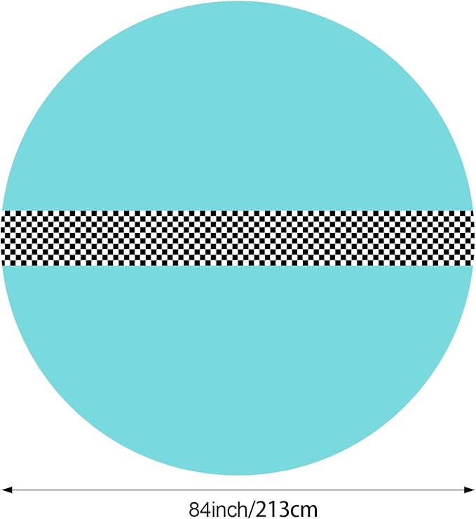 Oudain 3 Pcs Cars Birthday Party Supplies Racing Party Decorations Round Racing Tablecloth Checkered Flag Table Covers Road Plastic Table Cloth, 84" Blue
