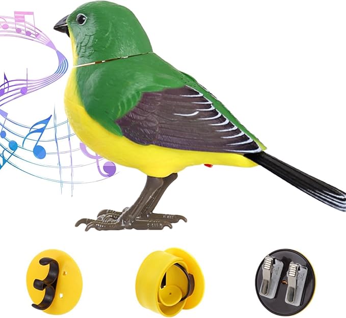 Electric Singing Bird Toy, Realistic Chirping & Light Control, Battery Operated for Home Decoration