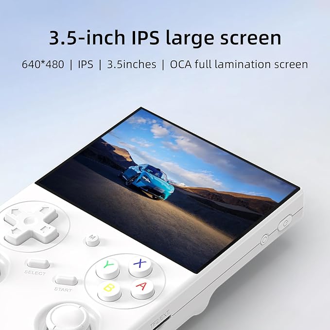RG35XX Pro Retro Handheld Game Console 3.5-inch IPS Screen 64GB Card RG35XX Pro Linux OS Player 3200mAh Battery Compatible with Bluetooth WiFi RG35XXPro White