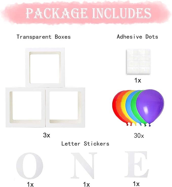 First Birthday Decorations for Boy Girls, ONE Balloon Boxes with Rainbow Balloons, ONE Blocks for Cartoon Watermelon Street Rainbow Theme Baby 1st Birthday Backdrop, Cake Smash Photo Props