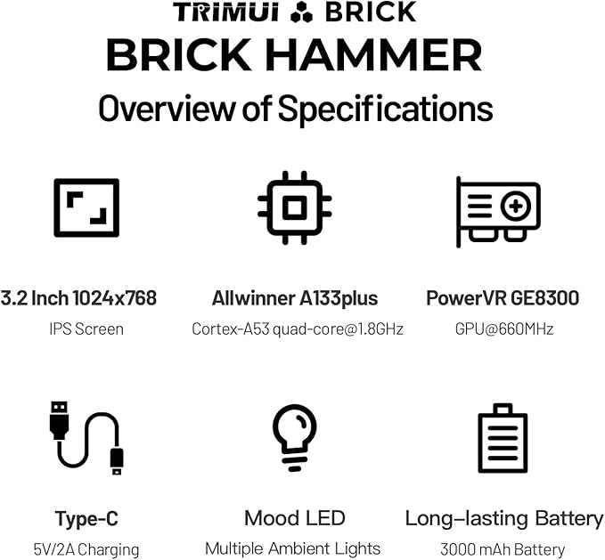 TRIMUI Brick Hammer Retro Handheld Game Console – Metal CNC Aluminum Alloy Body, 3.2" IPS Screen, 8GB Storage, Expandable to 1TB, Built-in 3000mAh Battery (Green-No Card)